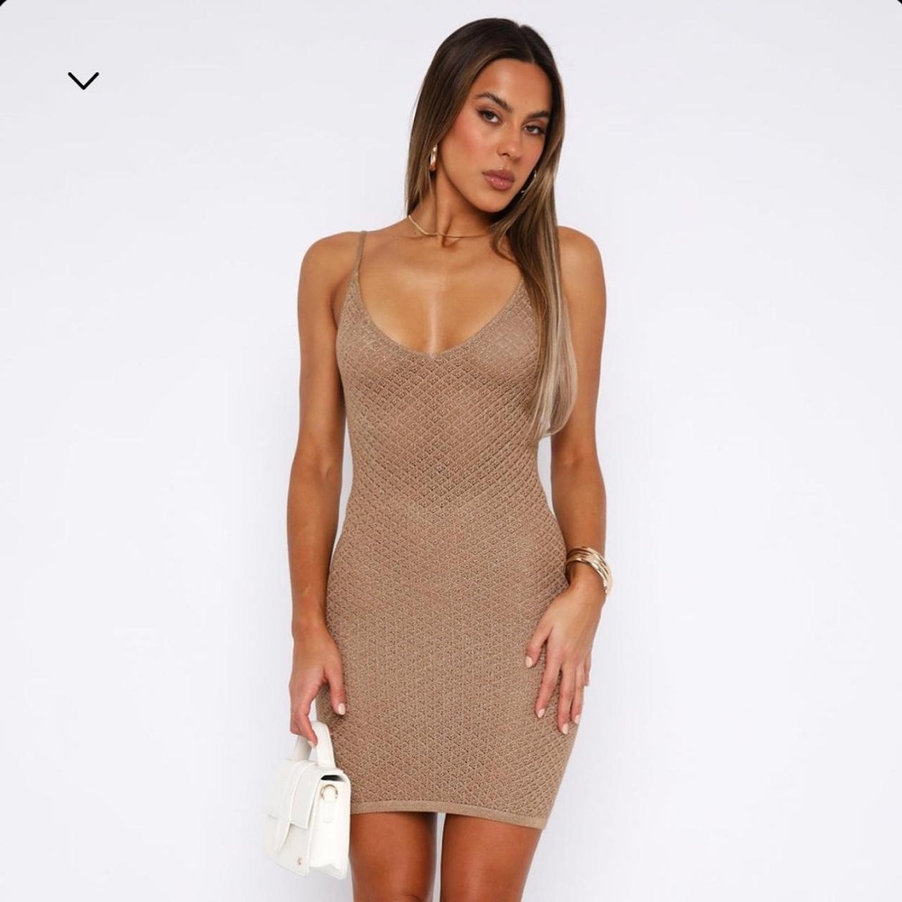 WHITE FOX perfect places mini dress gold size L NWT